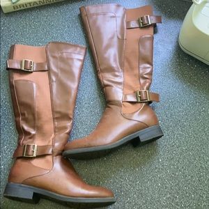 Tan knee-high boots